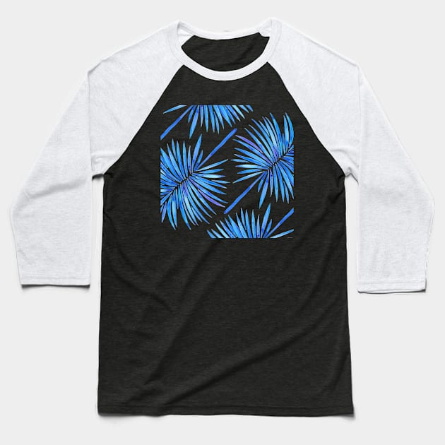 fan palm blue Baseball T-Shirt by CatCoq